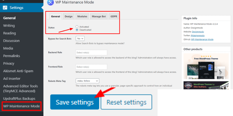 How to setup maintenance mode