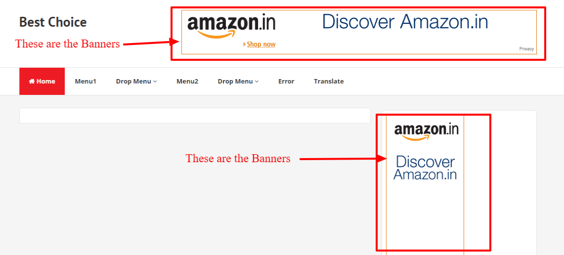 Amazon affiliate banner on Blog